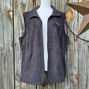 Fleece Vest Columbia Benton Springs Plus Size 2X Women Zip Front Charcoal Grey